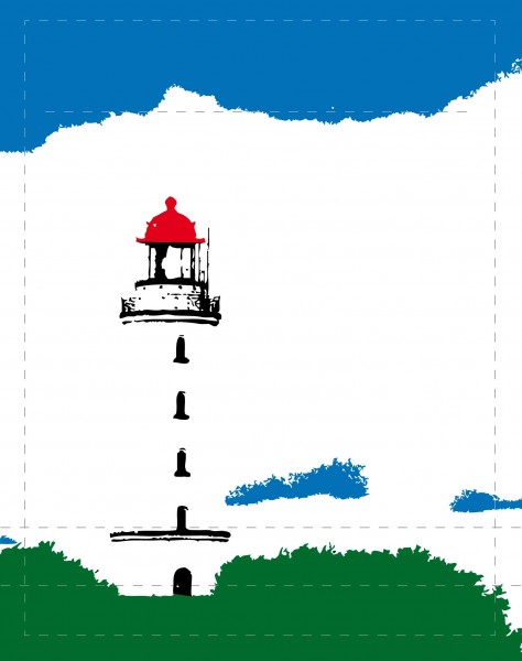 Exchangeable cover for handbag - Lighthouse Hiddensee - white/green/blue - size S