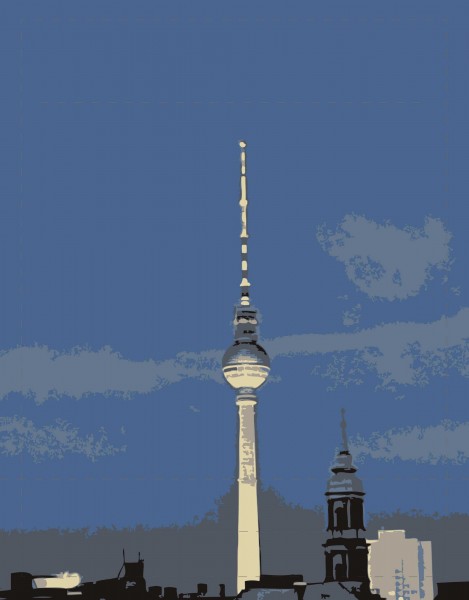 Wechselklappe für Umhängetasche - Fernsehturm bei Nacht - blau - Größe S